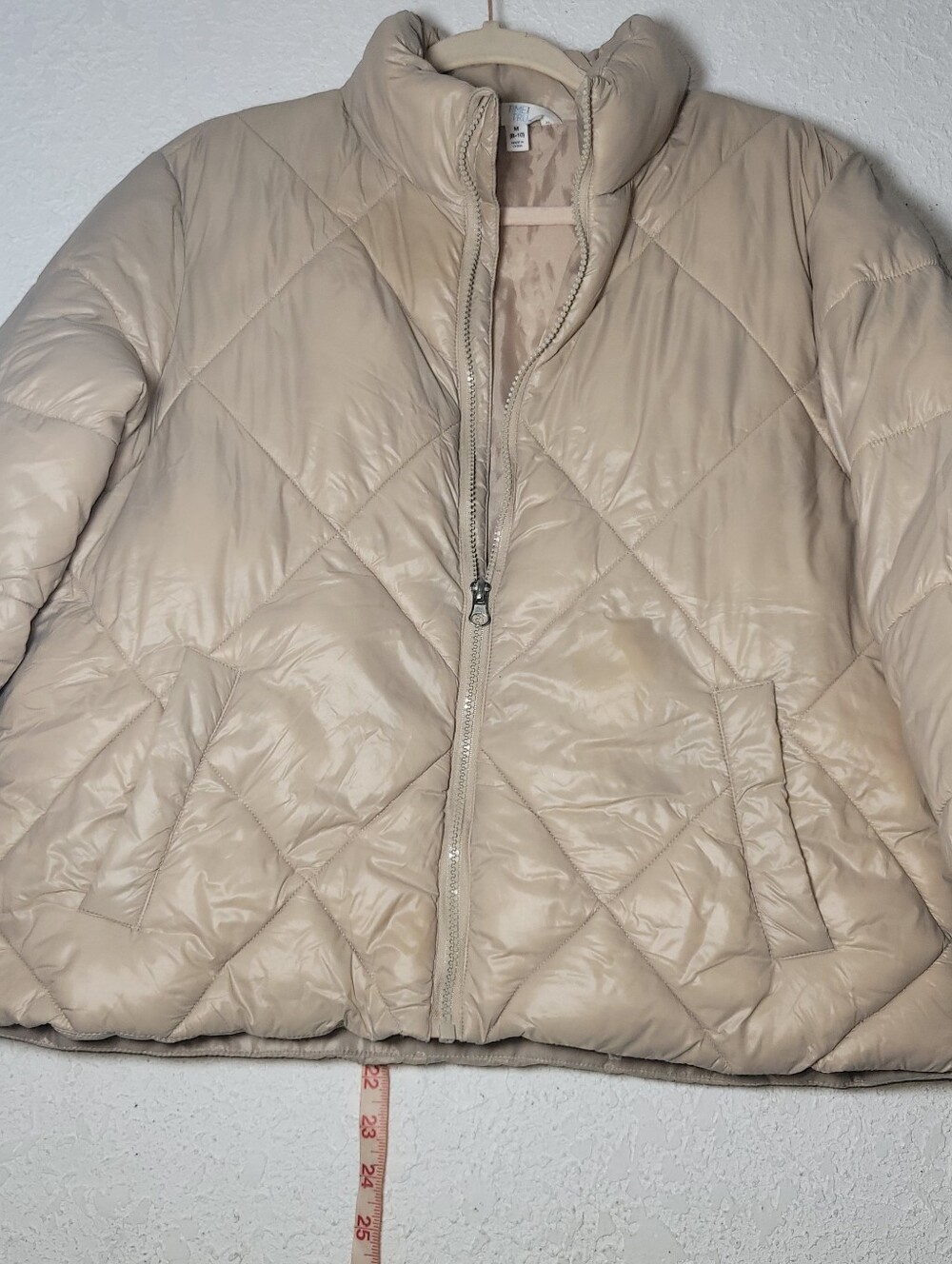 Time and Tru Quilted Puffer Jacket - Beige